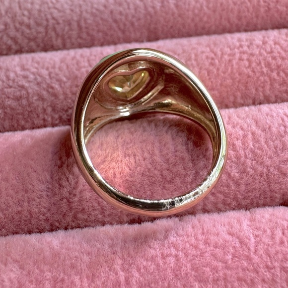 Lime Green Enamel Canary Yellow CZ Heart Park Lane Jewelry Zest Ring SZ 6 - Picture 3 of 12